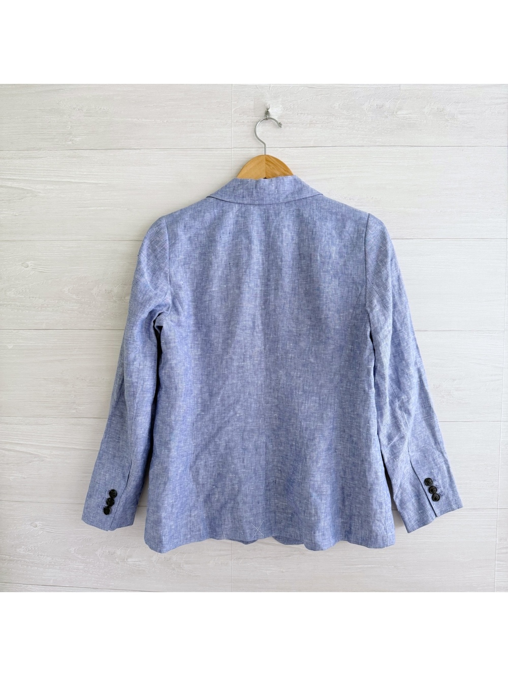 Talbots Petite Linen Blazer Womens 8P Blue One Button Lined Career Jacket - Picture 4 of 6